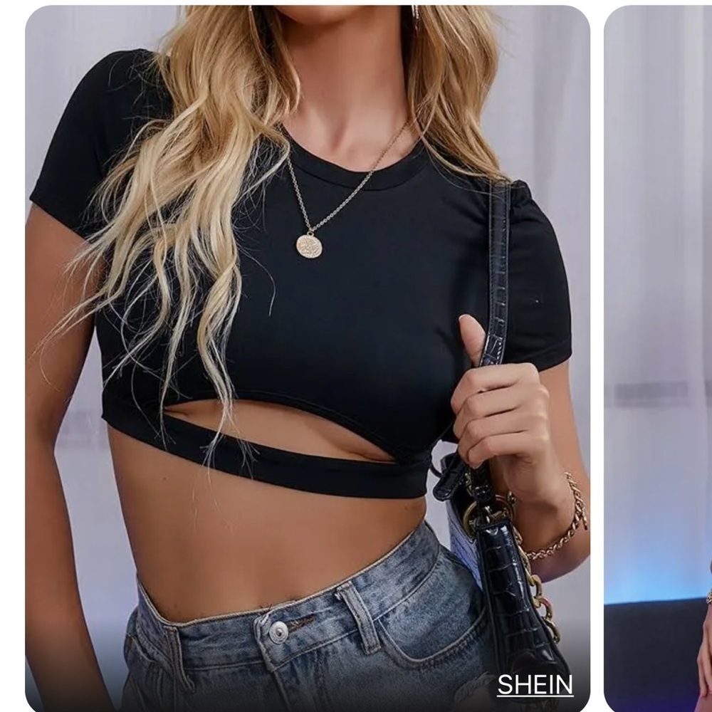 Timing Black Short Sleeves Crop Top. Size L. P325/A